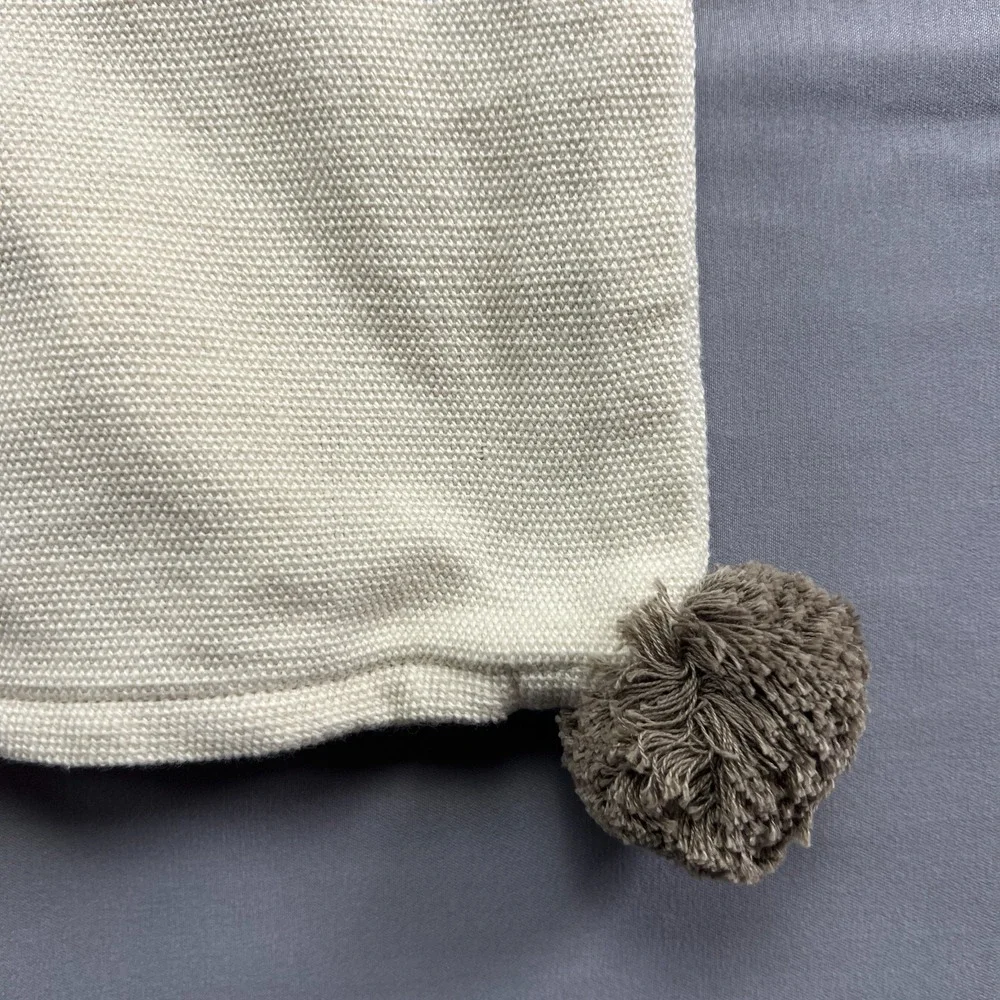 Ikea Taghakmal Pillow Cover Beige Cotton Cushion Case Pom Pom Boho (20